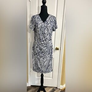 Women’s AA Studio Blue and White Faux Wrap Dress